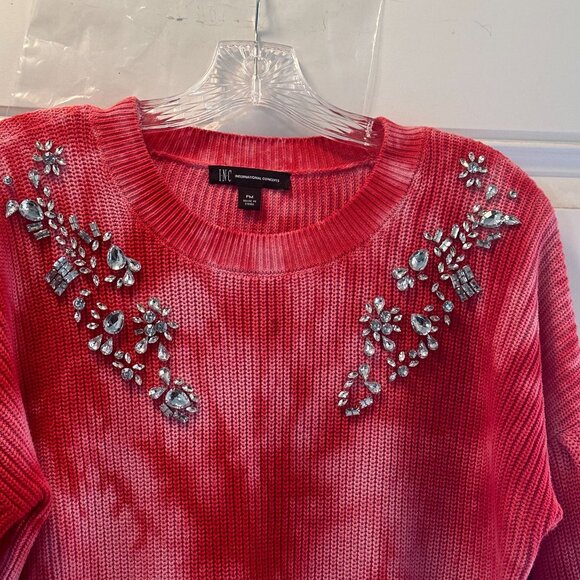 Bejeweled Red Tie-Dye Sweater By INC International Concepts Size PM - Picture 6 of 10